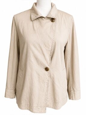 Vince Light Beige Asymmetric Button Trench Coat